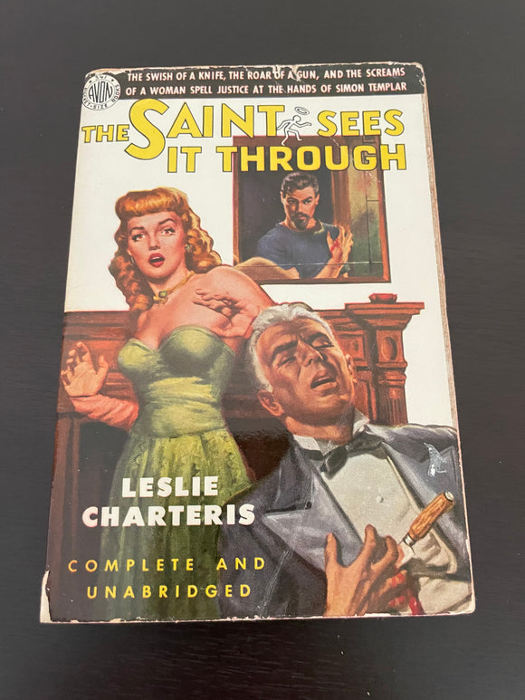 The Saint Sees it Through by Leslie Charteris Vintage 1951 Avon Crime Paperback