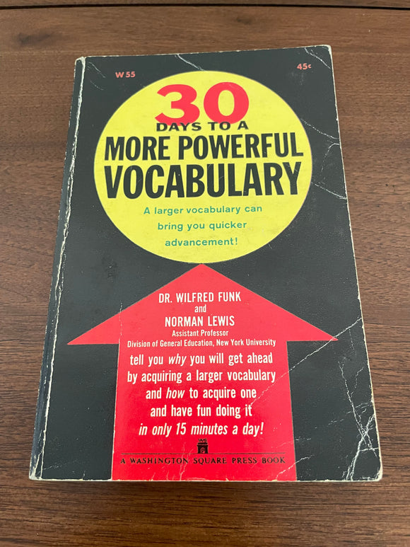 30 Days to a More Powerful Vocabulary Funk & Lewis 1960 Washington Square Press