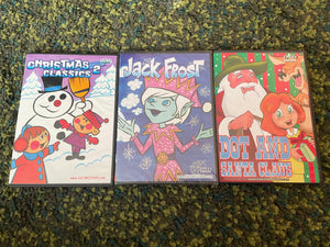 Lot of 3 Christmas DVDs Animation Live Stop Motion Dot Santa Claus Jack Frost