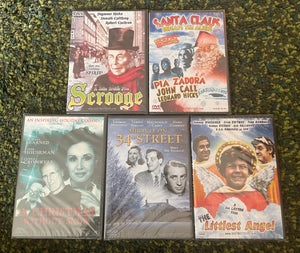 Lot of 5 Christmas DVDs Scrooge Miracle 34th Littlest Angel Without Snow Aliens