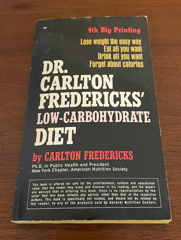 Dr. Carlton Fredericks' Low- Carbohydrate Diet 1965 Award Vintage Paperback PB