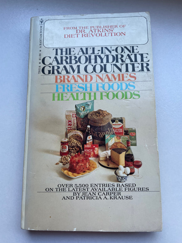 The All-in-One Carbohydrate Gram Counter 1973 Bantam Brand Names Foods Carper PB