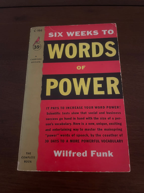 Six Weeks to Words of Power Wilfred Funk Vintage 1955 Pocket Cardinal Vocabulary