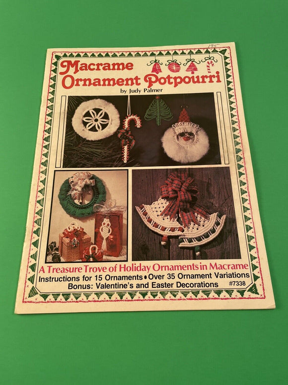 Macrame Ornament Potpourri Judy Palmer 1980 Christmas Tree Holiday Owl Vintage