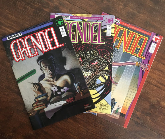 Lot of 3 Grendel Issues 8 12 13 Comico Comics Vintage 1987 - 1988 by Matt Wagner