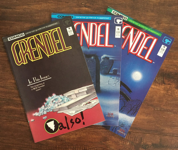 Lot of 3 Grendel Issues 14 15 16 Comico Comics Vintage 1988 by Matt Wagner