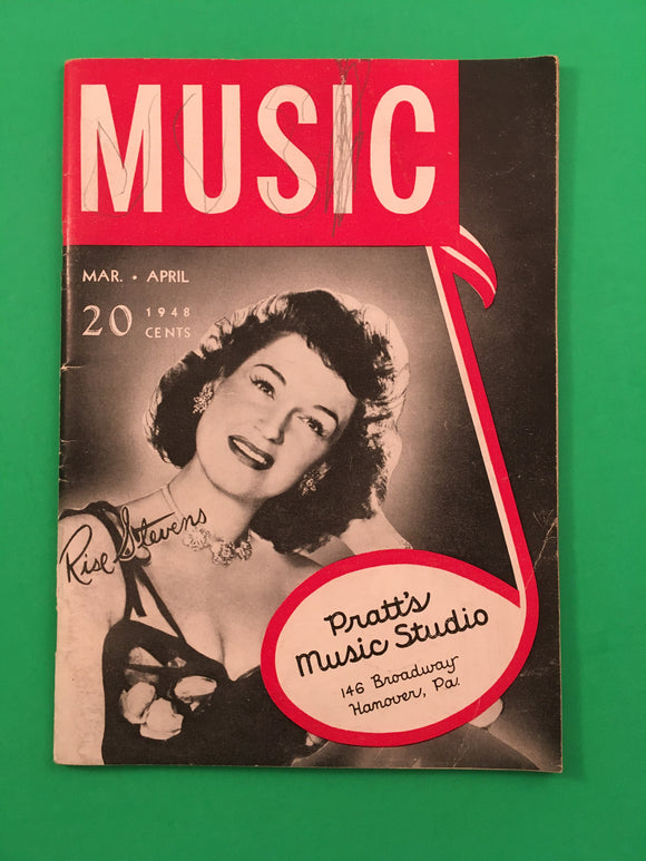 MUSIC Magazine March / April 1948 Pratt's Music Studio Rise Stevens Liz Taylor