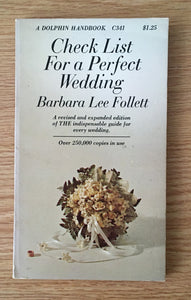Check List for a Perfect Wedding by Barbara Follett PB Paperback 1973 Vintage