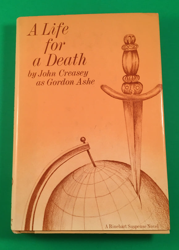 A Life for a Death by John Creasey Gordon Ashe HC Hardcover Vintage Crime 1973 Rinehart Suspense