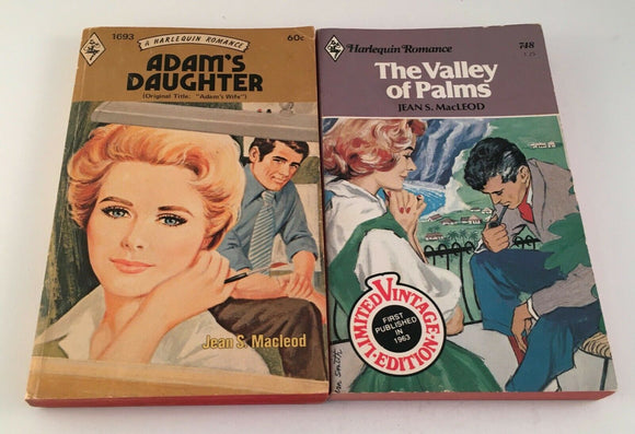 Lot of 2 Vintage Harlequin Romance Paperbacks by Jean MacLeod Adam's Palms Wife