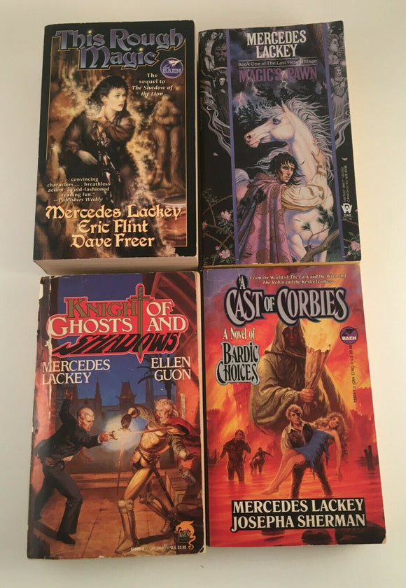 Lot of 4 Fantasy Paperback by Mercedes Lackey Rough Magic Pawn Knight Corbies