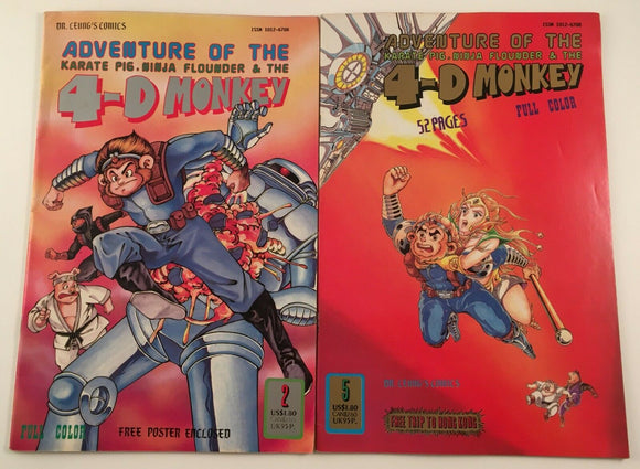 Lot Adventure of the 4D Monkey Issues #2 & #5 Dr Leungs Comics Vintage 80s Manga