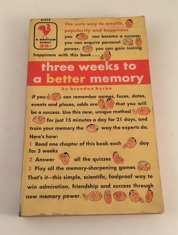 Three Weeks to a Better Memory by Brendan Byrne Vintage 1956 Paperback Bantam
