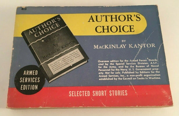 Author's Choice MacKinlay Kantor Vintage Selected Short Stories Armed Services