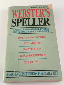 Webster's Speller Specially Designed for Everyday Paperback Vintage Nickel 1990