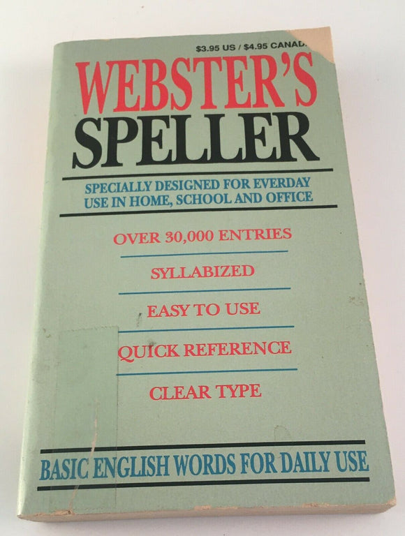 Webster's Speller Specially Designed for Everyday Paperback Vintage Nickel 1990