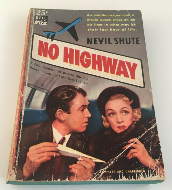 No Highway Nevil Shute Paperback 1948 Vintage Dell Movie Tie-In Stewart Dietrich Mapback